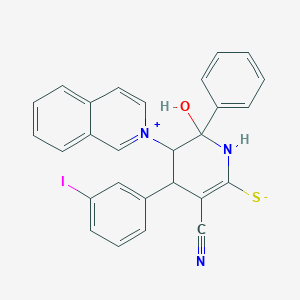 molecular formula C27H20IN3OS B4288751 3-cyano-6-hydroxy-4-(3-iodophenyl)-5-isoquinolinium-2-yl-6-phenyl-1,4,5,6-tetrahydropyridine-2-thiolate 