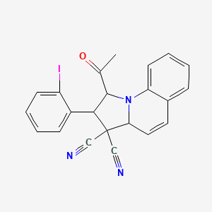 molecular formula C22H16IN3O B4288789 1-acetyl-2-(2-iodophenyl)-1,2-dihydropyrrolo[1,2-a]quinoline-3,3(3aH)-dicarbonitrile 