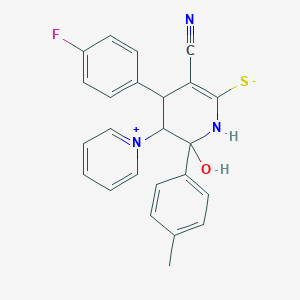 3-cyano-4-(4-fluorophenyl)-6-hydroxy-6-(4-methylphenyl)-5-pyridinium-1-yl-1,4,5,6-tetrahydropyridine-2-thiolate