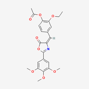 molecular formula C23H23NO8 B4288815 2-ethoxy-4-{[5-oxo-2-(3,4,5-trimethoxyphenyl)-1,3-oxazol-4(5H)-ylidene]methyl}phenyl acetate 