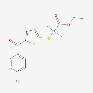 molecular formula C17H17ClO3S2 B428882 Ethyl 2-{[5-(4-chlorobenzoyl)-2-thienyl]sulfanyl}-2-methylpropanoate 