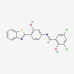 2-({[4-(1,3-benzothiazol-2-yl)-3-hydroxyphenyl]imino}methyl)-4,6-dichlorophenol