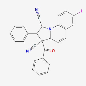 molecular formula C27H18IN3O B4288837 3-benzoyl-7-iodo-2-phenyl-1,2,3,3a-tetrahydropyrrolo[1,2-a]quinoline-1,3-dicarbonitrile 
