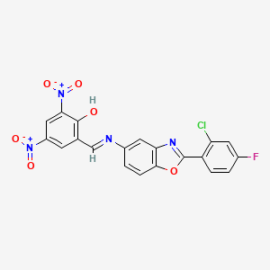 molecular formula C20H10ClFN4O6 B4288840 2-({[2-(2-chloro-4-fluorophenyl)-1,3-benzoxazol-5-yl]imino}methyl)-4,6-dinitrophenol 