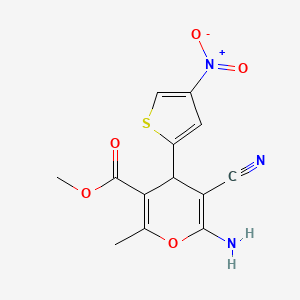 molecular formula C13H11N3O5S B4288870 methyl 6-amino-5-cyano-2-methyl-4-(4-nitro-2-thienyl)-4H-pyran-3-carboxylate 