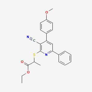 molecular formula C24H22N2O3S B4288893 ethyl 2-{[3-cyano-4-(4-methoxyphenyl)-6-phenylpyridin-2-yl]thio}propanoate 