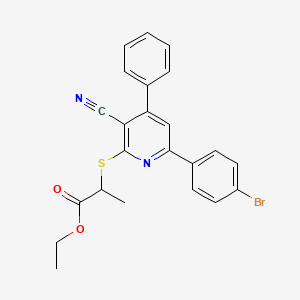 molecular formula C23H19BrN2O2S B4288894 ethyl 2-{[6-(4-bromophenyl)-3-cyano-4-phenylpyridin-2-yl]thio}propanoate 