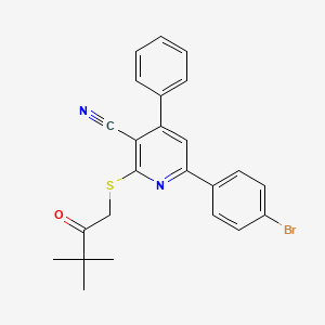 molecular formula C24H21BrN2OS B4288897 6-(4-bromophenyl)-2-[(3,3-dimethyl-2-oxobutyl)thio]-4-phenylnicotinonitrile 