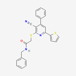 molecular formula C25H19N3OS2 B4288904 N-benzyl-2-{[3-cyano-4-phenyl-6-(2-thienyl)pyridin-2-yl]thio}acetamide 