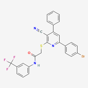 molecular formula C27H17BrF3N3OS B4288920 2-{[6-(4-bromophenyl)-3-cyano-4-phenylpyridin-2-yl]thio}-N-[3-(trifluoromethyl)phenyl]acetamide 