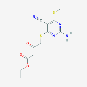 ethyl 4-{[2-amino-5-cyano-6-(methylthio)pyrimidin-4-yl]thio}-3-oxobutanoate