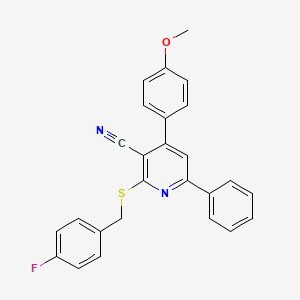 molecular formula C26H19FN2OS B4288949 2-[(4-fluorobenzyl)thio]-4-(4-methoxyphenyl)-6-phenylnicotinonitrile 