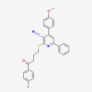 molecular formula C29H23FN2O2S B4288952 2-{[4-(4-fluorophenyl)-4-oxobutyl]thio}-4-(4-methoxyphenyl)-6-phenylnicotinonitrile 