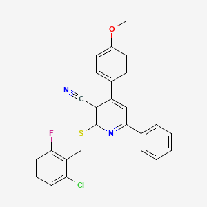 molecular formula C26H18ClFN2OS B4288959 2-[(2-chloro-6-fluorobenzyl)thio]-4-(4-methoxyphenyl)-6-phenylnicotinonitrile 