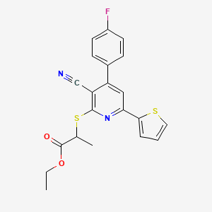 molecular formula C21H17FN2O2S2 B4288960 ethyl 2-{[3-cyano-4-(4-fluorophenyl)-6-(2-thienyl)pyridin-2-yl]thio}propanoate 