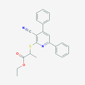 molecular formula C23H20N2O2S B4288972 ethyl 2-[(3-cyano-4,6-diphenylpyridin-2-yl)thio]propanoate 