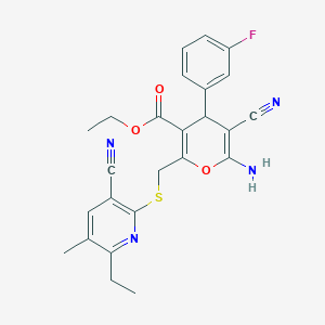 ethyl 6-amino-5-cyano-2-{[(3-cyano-6-ethyl-5-methylpyridin-2-yl)thio]methyl}-4-(3-fluorophenyl)-4H-pyran-3-carboxylate