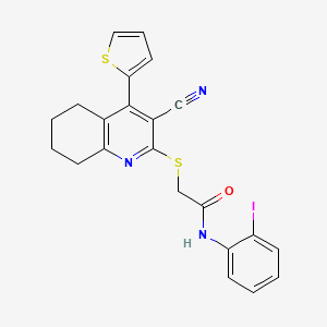 2-{[3-cyano-4-(2-thienyl)-5,6,7,8-tetrahydroquinolin-2-yl]thio}-N-(2-iodophenyl)acetamide