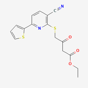 molecular formula C16H14N2O3S2 B4288992 ethyl 4-{[3-cyano-6-(2-thienyl)pyridin-2-yl]thio}-3-oxobutanoate 