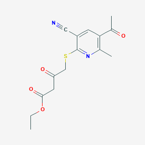ethyl 4-[(5-acetyl-3-cyano-6-methylpyridin-2-yl)thio]-3-oxobutanoate