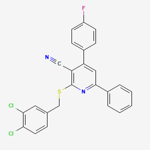 molecular formula C25H15Cl2FN2S B4289031 2-[(3,4-dichlorobenzyl)thio]-4-(4-fluorophenyl)-6-phenylnicotinonitrile 