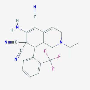 molecular formula C22H20F3N5 B4289067 6-amino-2-isopropyl-8-[2-(trifluoromethyl)phenyl]-2,3,8,8a-tetrahydroisoquinoline-5,7,7(1H)-tricarbonitrile 