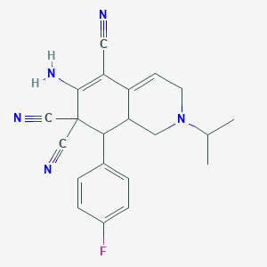 molecular formula C21H20FN5 B4289075 6-amino-8-(4-fluorophenyl)-2-isopropyl-2,3,8,8a-tetrahydroisoquinoline-5,7,7(1H)-tricarbonitrile 