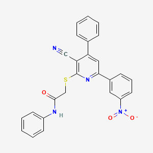 2-{[3-cyano-6-(3-nitrophenyl)-4-phenylpyridin-2-yl]thio}-N-phenylacetamide