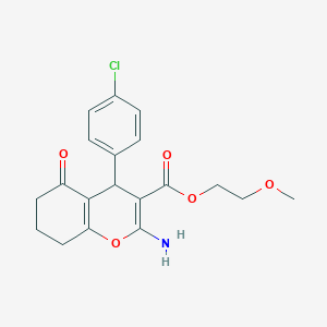 molecular formula C19H20ClNO5 B4289099 2-methoxyethyl 2-amino-4-(4-chlorophenyl)-5-oxo-5,6,7,8-tetrahydro-4H-chromene-3-carboxylate 