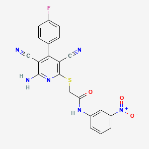 molecular formula C21H13FN6O3S B4289101 2-{[6-amino-3,5-dicyano-4-(4-fluorophenyl)pyridin-2-yl]thio}-N-(3-nitrophenyl)acetamide 