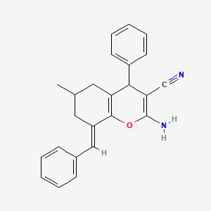 molecular formula C24H22N2O B4289107 2-amino-8-benzylidene-6-methyl-4-phenyl-5,6,7,8-tetrahydro-4H-chromene-3-carbonitrile 