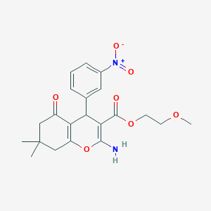 2-methoxyethyl 2-amino-7,7-dimethyl-4-(3-nitrophenyl)-5-oxo-5,6,7,8-tetrahydro-4H-chromene-3-carboxylate