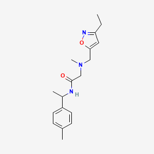 molecular formula C18H25N3O2 B4289127 2-[[(3-ethylisoxazol-5-yl)methyl](methyl)amino]-N-[1-(4-methylphenyl)ethyl]acetamide 