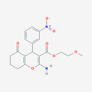 molecular formula C19H20N2O7 B4289134 2-methoxyethyl 2-amino-4-(3-nitrophenyl)-5-oxo-5,6,7,8-tetrahydro-4H-chromene-3-carboxylate 