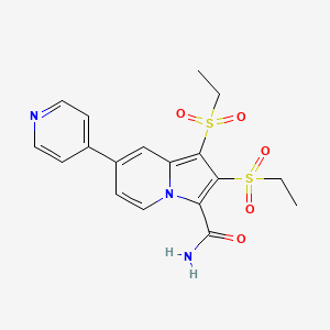molecular formula C18H19N3O5S2 B4289140 1,2-bis(ethylsulfonyl)-7-pyridin-4-ylindolizine-3-carboxamide 