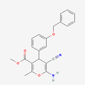 molecular formula C22H20N2O4 B4289148 methyl 6-amino-4-[3-(benzyloxy)phenyl]-5-cyano-2-methyl-4H-pyran-3-carboxylate 