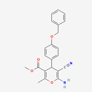 molecular formula C22H20N2O4 B4289155 methyl 6-amino-4-[4-(benzyloxy)phenyl]-5-cyano-2-methyl-4H-pyran-3-carboxylate 