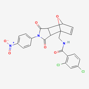 molecular formula C22H15Cl2N3O6 B4289190 2,4-dichloro-N-{[4-(4-nitrophenyl)-3,5-dioxo-10-oxa-4-azatricyclo[5.2.1.0~2,6~]dec-8-en-1-yl]methyl}benzamide 