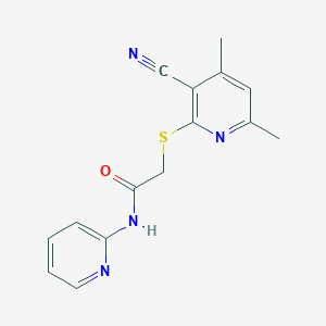 molecular formula C15H14N4OS B4289213 2-[(3-cyano-4,6-dimethylpyridin-2-yl)thio]-N-pyridin-2-ylacetamide 