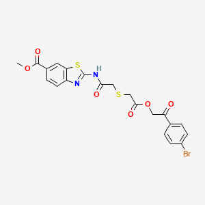 molecular formula C21H17BrN2O6S2 B4289320 methyl 2-{[({2-[2-(4-bromophenyl)-2-oxoethoxy]-2-oxoethyl}thio)acetyl]amino}-1,3-benzothiazole-6-carboxylate 