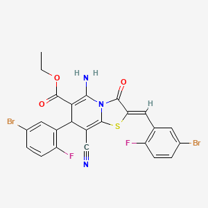 ethyl 5-amino-2-(5-bromo-2-fluorobenzylidene)-7-(5-bromo-2-fluorophenyl)-8-cyano-3-oxo-2,3-dihydro-7H-[1,3]thiazolo[3,2-a]pyridine-6-carboxylate