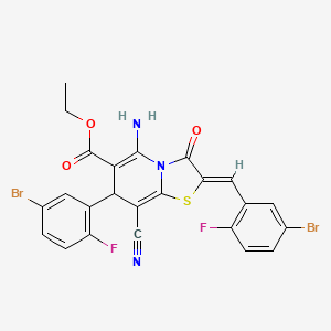 molecular formula C24H15Br2F2N3O3S B4289338 ethyl 5-amino-2-(5-bromo-2-fluorobenzylidene)-7-(5-bromo-2-fluorophenyl)-8-cyano-3-oxo-2,3-dihydro-7H-[1,3]thiazolo[3,2-a]pyridine-6-carboxylate 