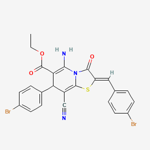 molecular formula C24H17Br2N3O3S B4289344 ethyl 5-amino-2-(4-bromobenzylidene)-7-(4-bromophenyl)-8-cyano-3-oxo-2,3-dihydro-7H-[1,3]thiazolo[3,2-a]pyridine-6-carboxylate 
