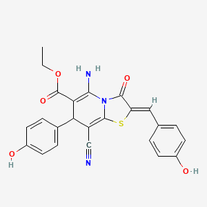 molecular formula C24H19N3O5S B4289355 ethyl 5-amino-8-cyano-2-(4-hydroxybenzylidene)-7-(4-hydroxyphenyl)-3-oxo-2,3-dihydro-7H-[1,3]thiazolo[3,2-a]pyridine-6-carboxylate 