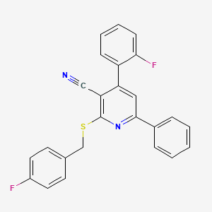molecular formula C25H16F2N2S B4289362 2-[(4-fluorobenzyl)thio]-4-(2-fluorophenyl)-6-phenylnicotinonitrile 