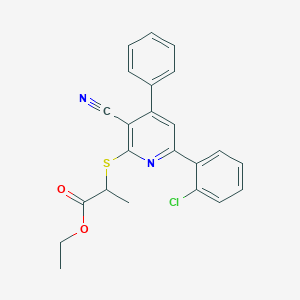 molecular formula C23H19ClN2O2S B4289371 ethyl 2-{[6-(2-chlorophenyl)-3-cyano-4-phenylpyridin-2-yl]thio}propanoate 