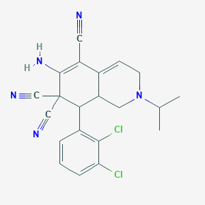 molecular formula C21H19Cl2N5 B4289391 6-amino-8-(2,3-dichlorophenyl)-2-isopropyl-2,3,8,8a-tetrahydroisoquinoline-5,7,7(1H)-tricarbonitrile 