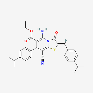 molecular formula C30H31N3O3S B4289404 ethyl 5-amino-8-cyano-2-(4-isopropylbenzylidene)-7-(4-isopropylphenyl)-3-oxo-2,3-dihydro-7H-[1,3]thiazolo[3,2-a]pyridine-6-carboxylate 