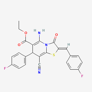 ethyl 5-amino-8-cyano-2-(4-fluorobenzylidene)-7-(4-fluorophenyl)-3-oxo-2,3-dihydro-7H-[1,3]thiazolo[3,2-a]pyridine-6-carboxylate