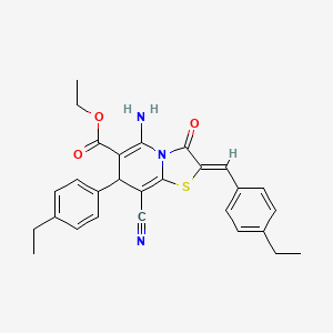molecular formula C28H27N3O3S B4289419 ethyl 5-amino-8-cyano-2-(4-ethylbenzylidene)-7-(4-ethylphenyl)-3-oxo-2,3-dihydro-7H-[1,3]thiazolo[3,2-a]pyridine-6-carboxylate 